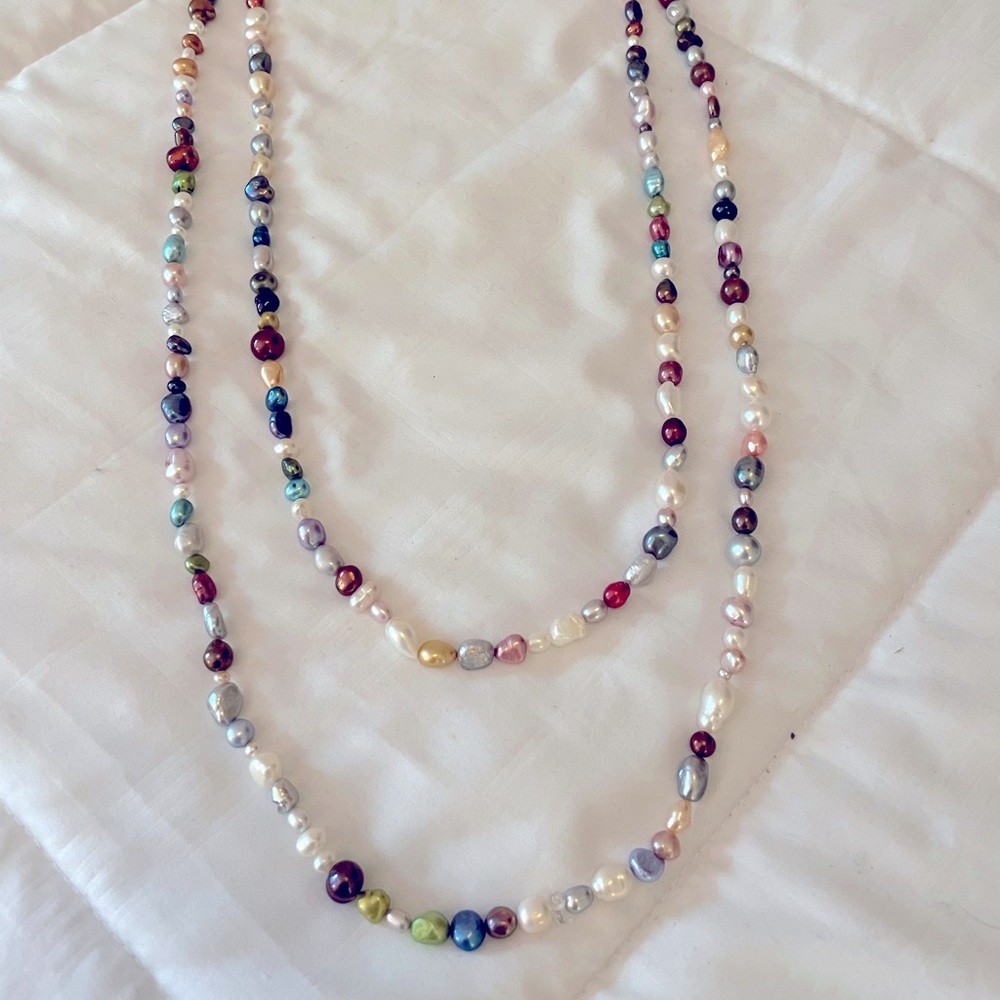 Multicolored long necklace Honora pearls